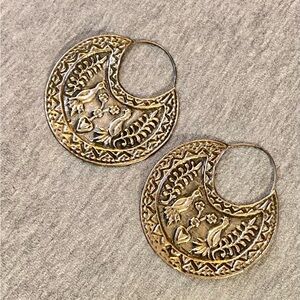 Sterling Silver Repousse Love Bird Earrings, Antique, 13.4g  Oaxacan, 2.5”